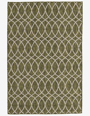 Green Easy-Clean Lattice Indoor / Outdoor Rug