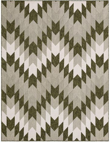 Green Easy-Clean Modern Indoor / Outdoor Rug