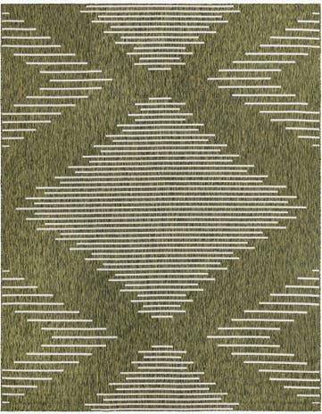 Green Easy-Clean Modern Indoor / Outdoor Rug