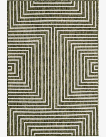 Green Easy-Clean Modern Indoor / Outdoor Rug