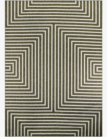 Green Easy-Clean Modern Indoor / Outdoor Rug