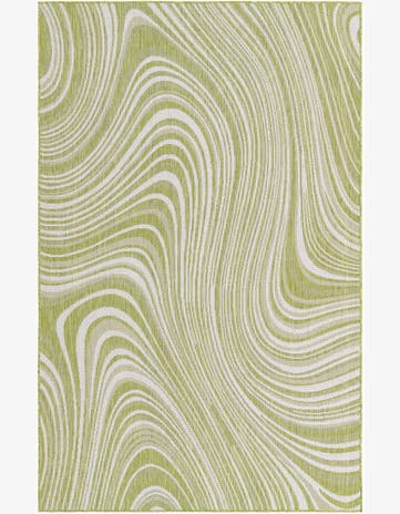 Green Easy-Clean Modern Indoor / Outdoor Rug