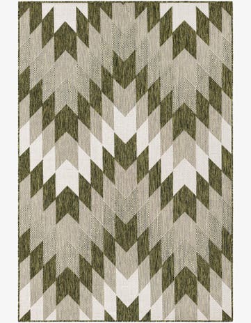 Green Easy-Clean Modern Indoor / Outdoor Rug