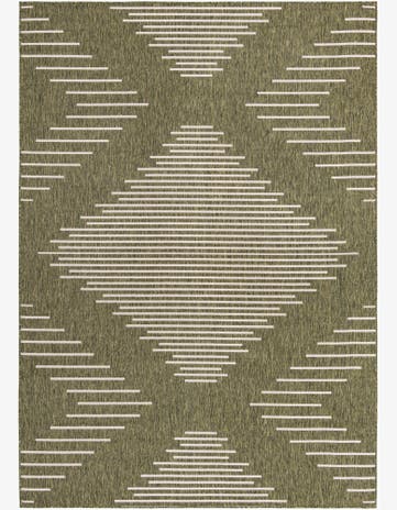 Green Easy-Clean Modern Indoor / Outdoor Rug