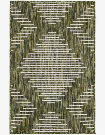 Green Easy-Clean Modern Indoor / Outdoor Rug