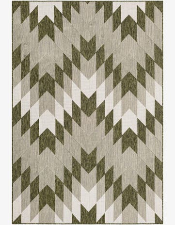 Green Easy-Clean Modern Indoor / Outdoor Rug