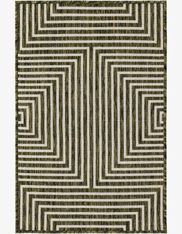 Green Easy-Clean Modern Indoor / Outdoor Rug