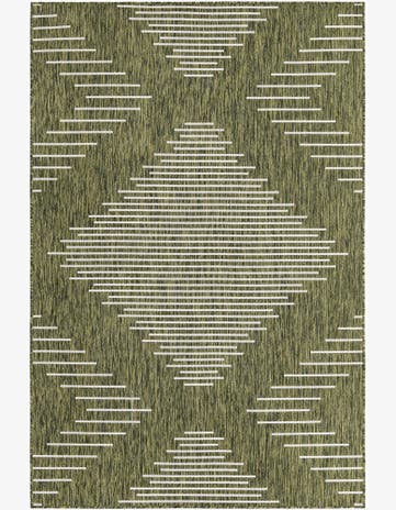 Green Easy-Clean Modern Indoor / Outdoor Rug