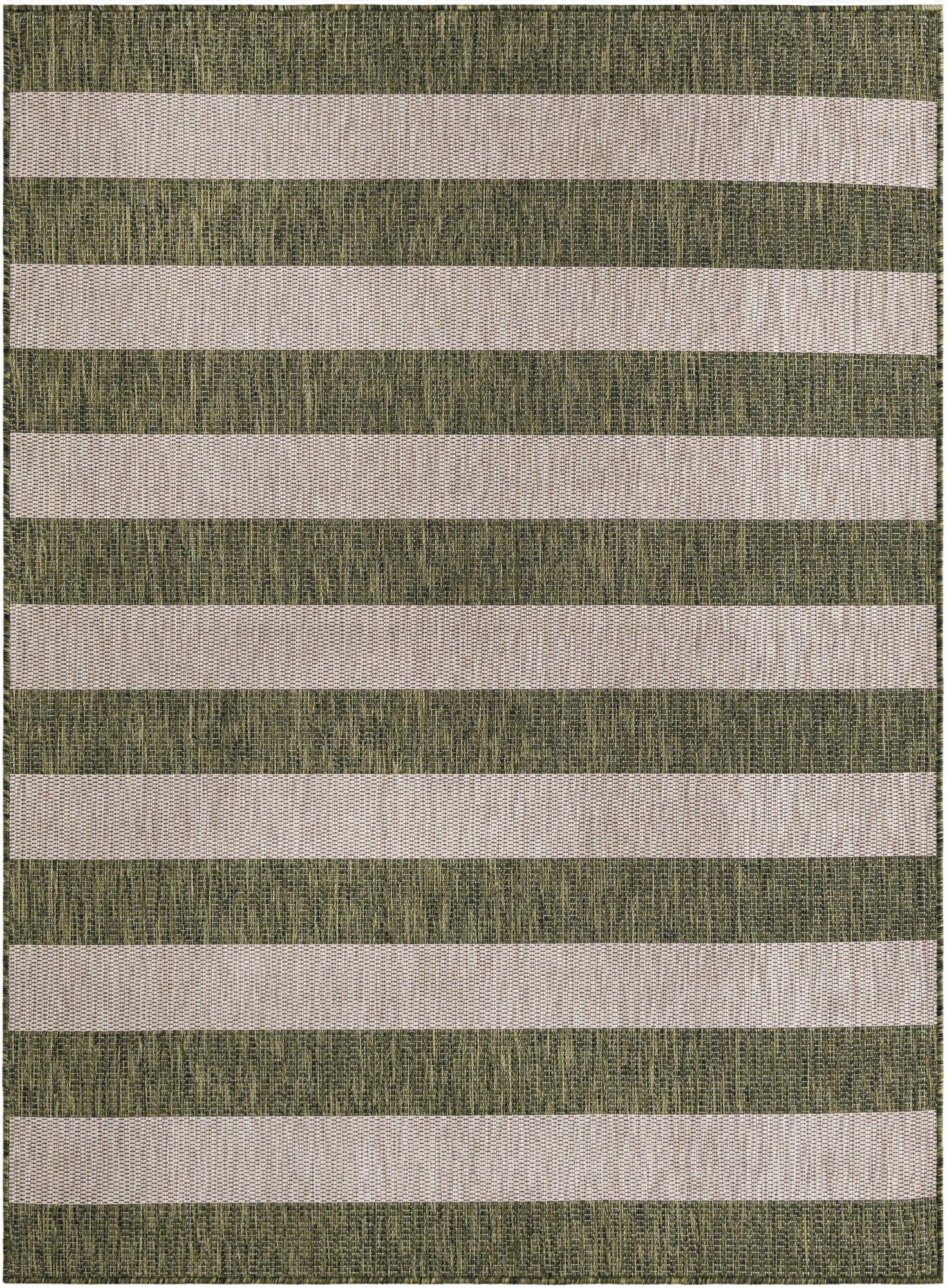 5' 3 x 7'  Washable Striped Indoor / Outdoor Rug