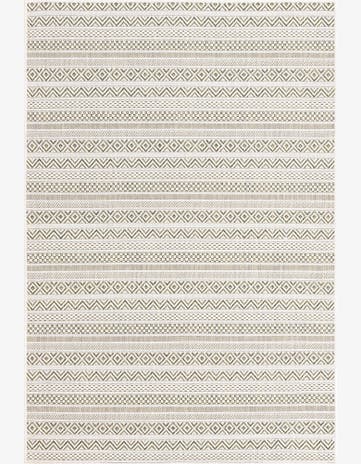 Green Easy-Clean Striped Indoor / Outdoor Rug