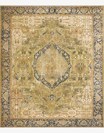 Green Easy-Clean Traditional Indoor / Outdoor Rug