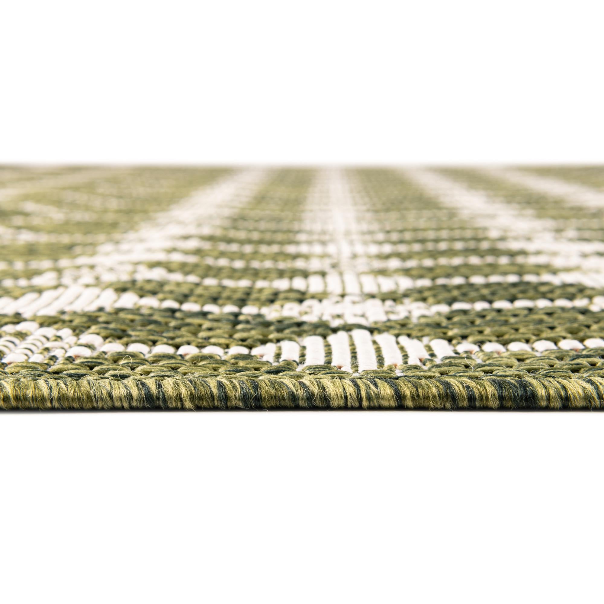 Custom Green  Washable Trellis Indoor / Outdoor Rug