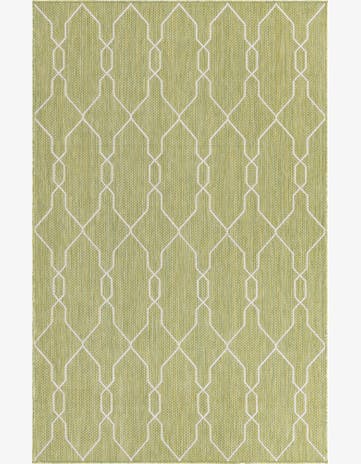 Green Easy-Clean Trellis Indoor / Outdoor Rug