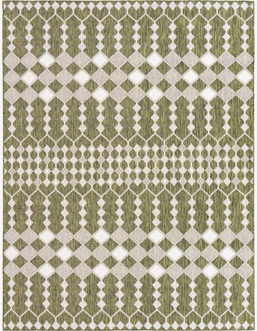 Green Easy-Clean Trellis Indoor / Outdoor Rug