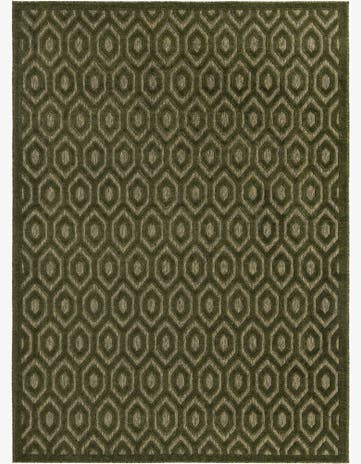 Green Easy-Clean Trellis Textured Indoor / Outdoor Rug