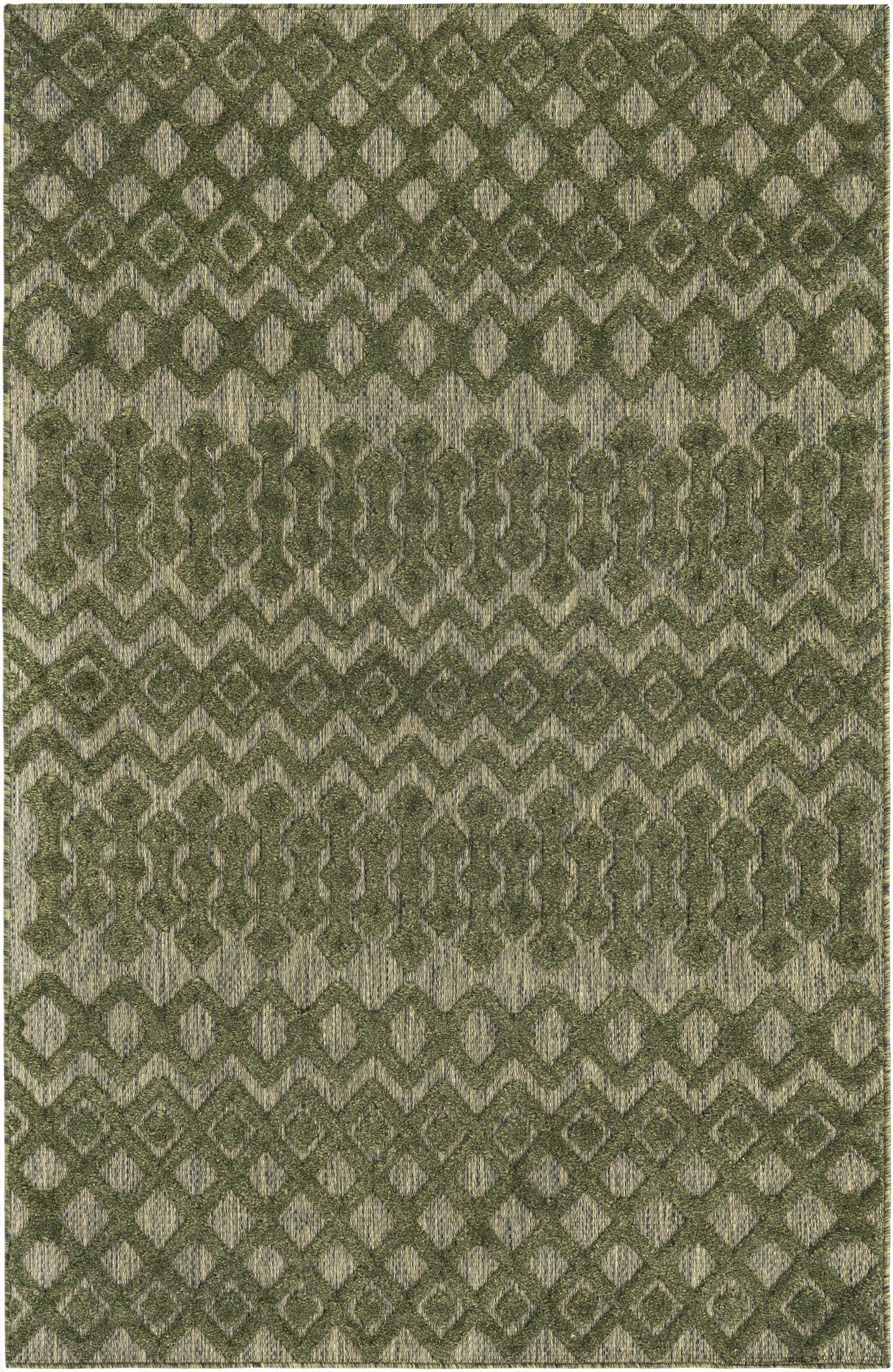 5' 3 x 8'  Washable Trellis Textured Indoor / Outdoor Rug