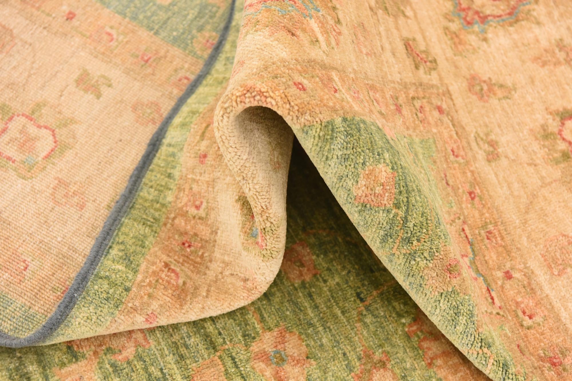 6' 9 x 8' 3 Hand Knotted Peshawar Ziegler Rug
