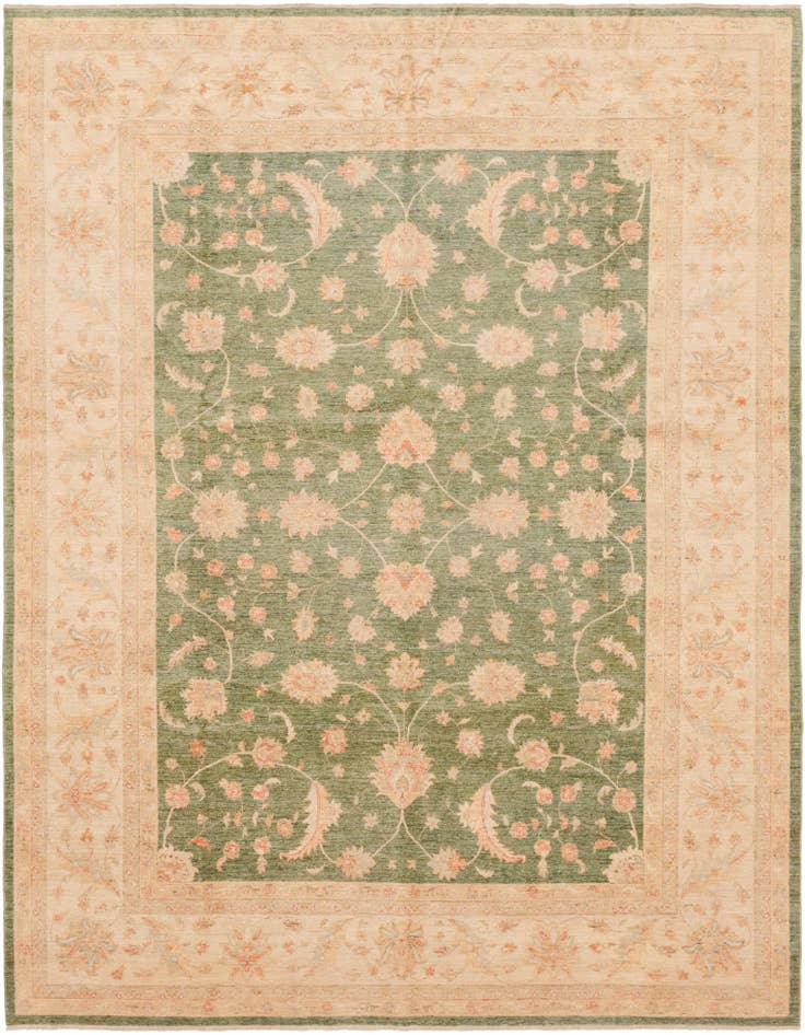Detail image of 9' 11 x 12' 11 Hand Knotted Peshawar Ziegler Rug