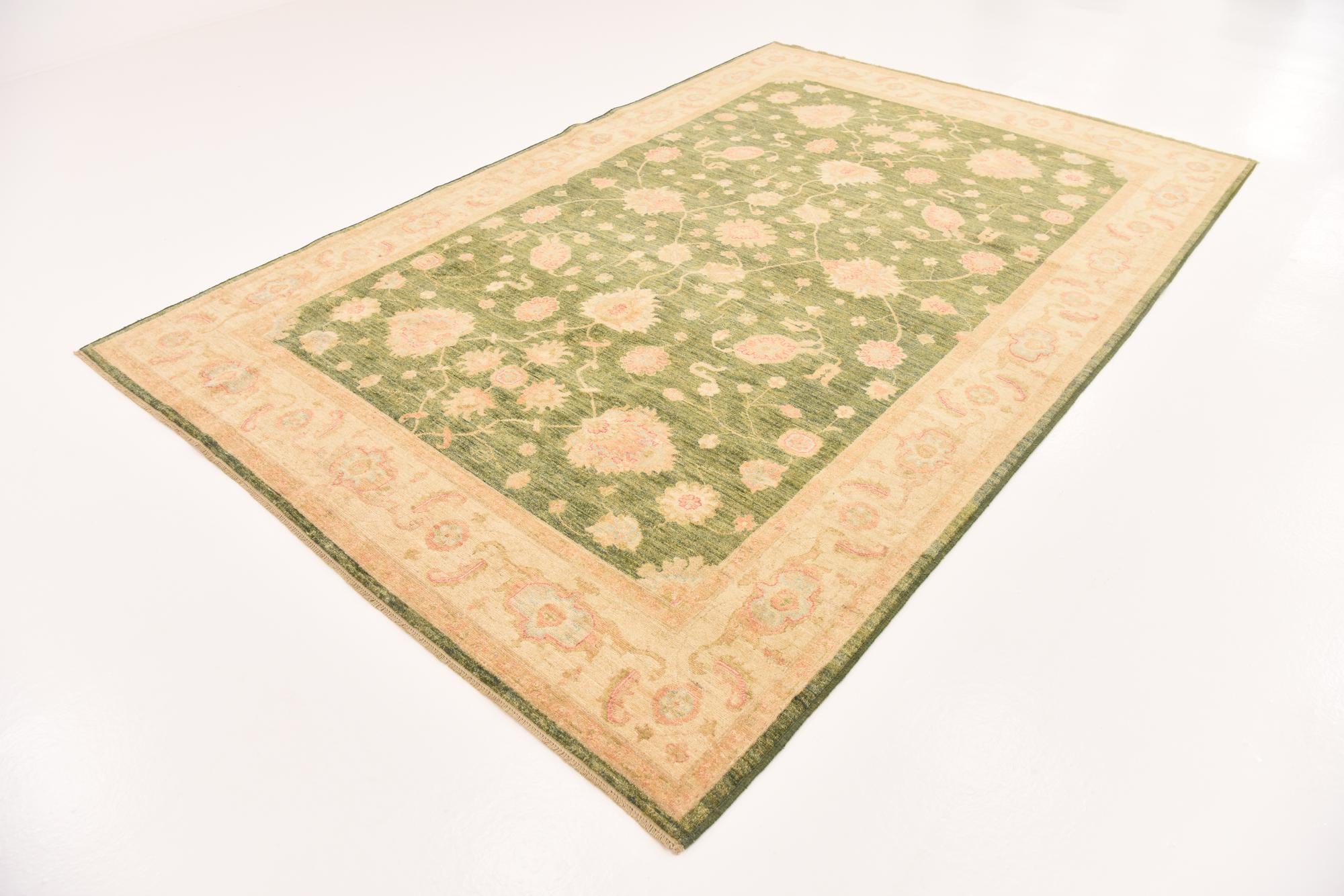 6' 9 x 10' 2 Hand Knotted Peshawar Ziegler Rug