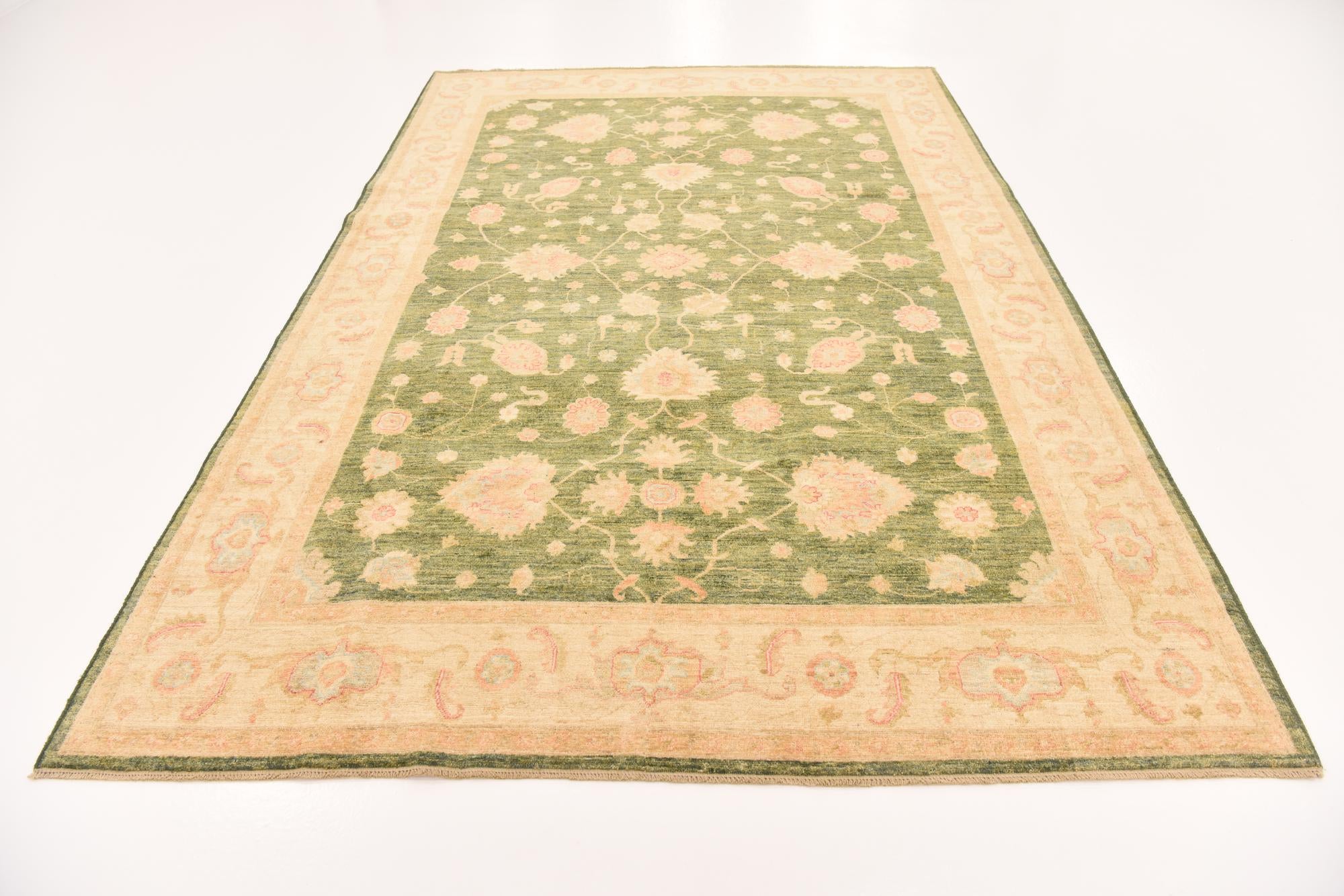 6' 9 x 10' 2 Hand Knotted Peshawar Ziegler Rug