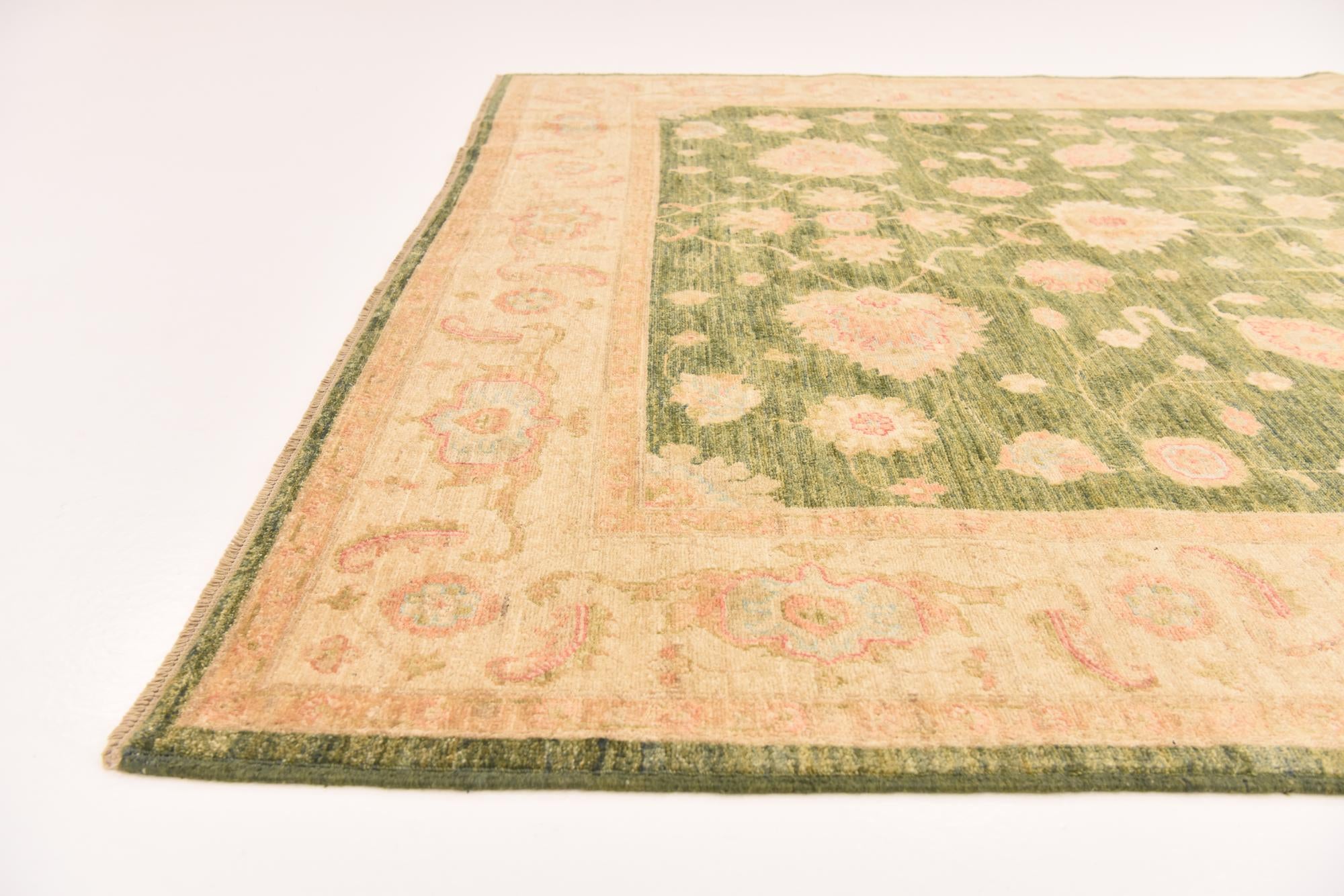 6' 9 x 10' 2 Hand Knotted Peshawar Ziegler Rug