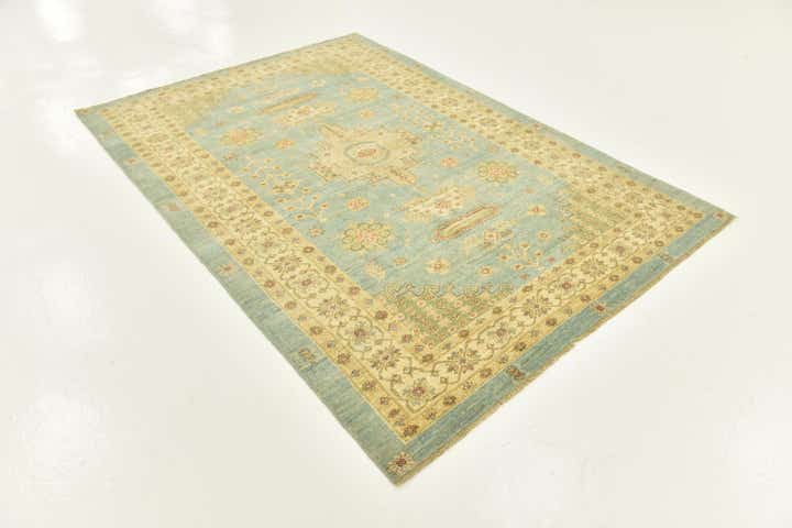 5' 8 x 8' Hand Knotted Peshawar Ziegler Rug