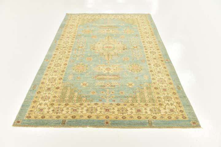 5' 8 x 8' Hand Knotted Peshawar Ziegler Rug