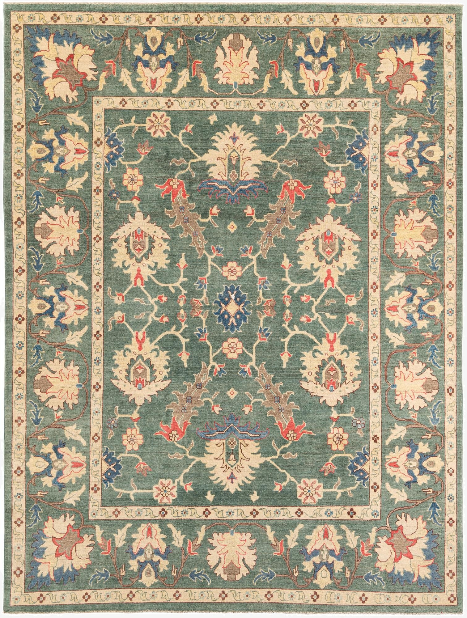 8' x 10' 9 Hand Knotted Peshawar Ziegler Rug