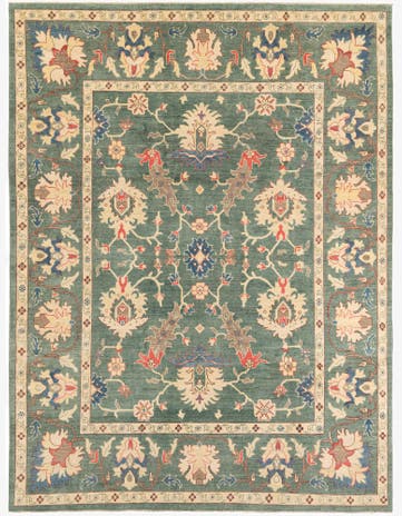 8' x 10' 9 Hand Knotted Peshawar Ziegler Rug