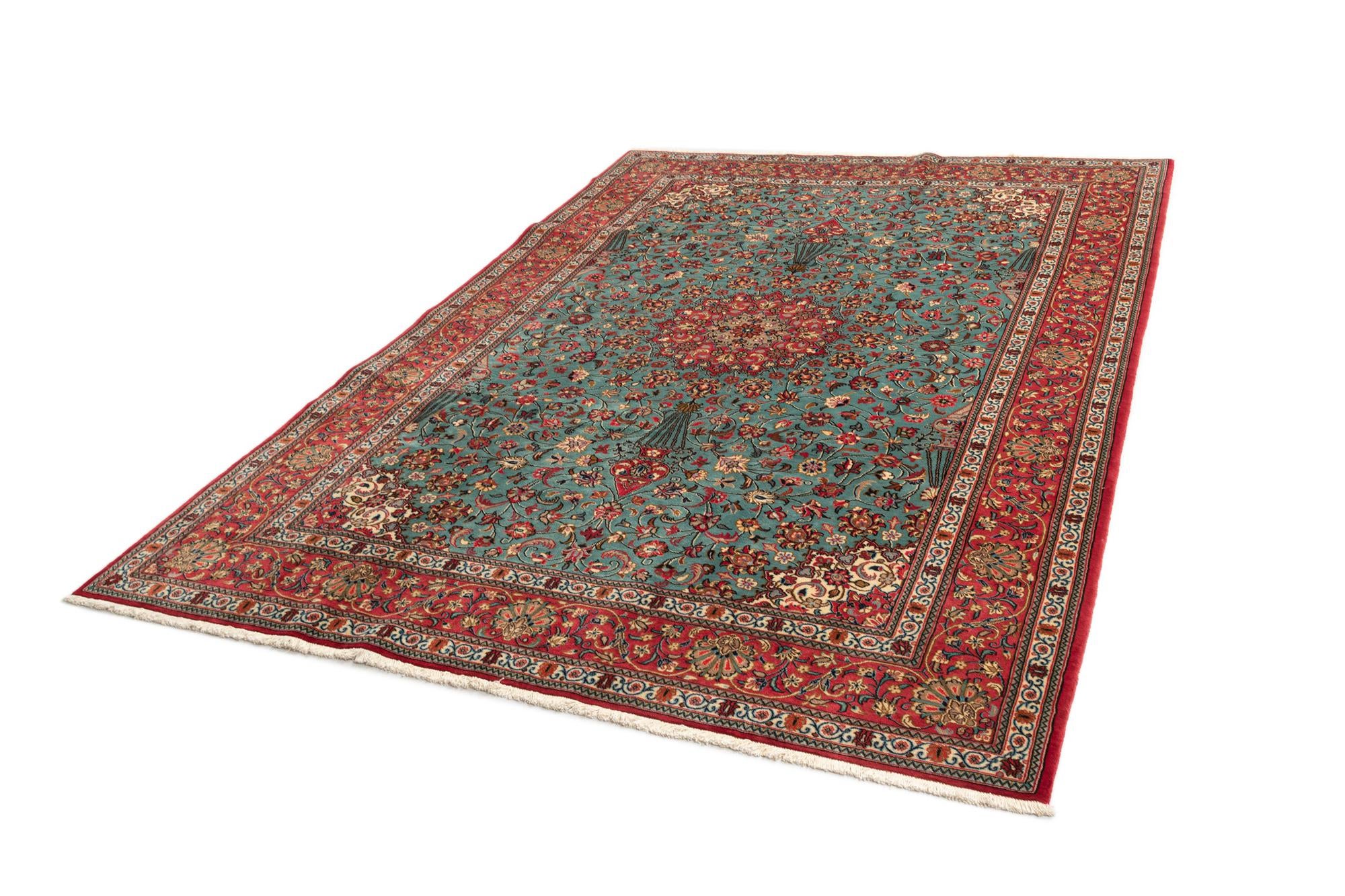 6' 8 x 9' 9 Hand Knotted Qom Persian Rug