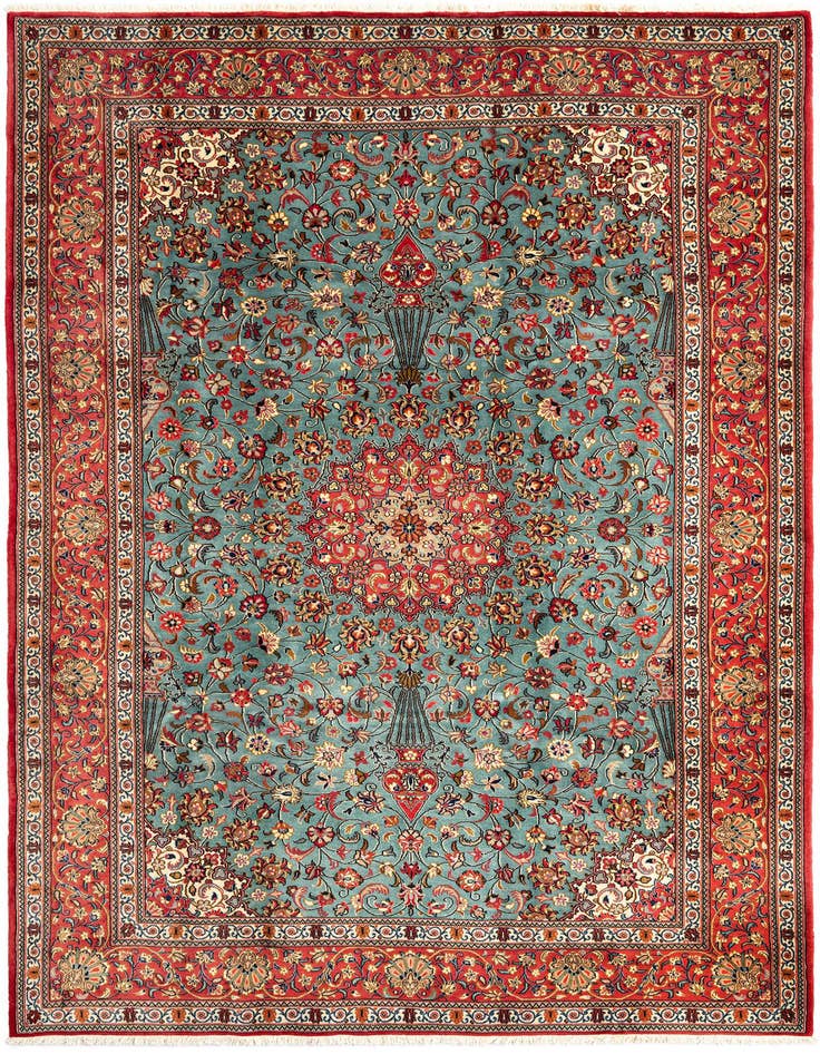 Detail image of 6' 8 x 9' 9 Hand Knotted Qom Persian Rug