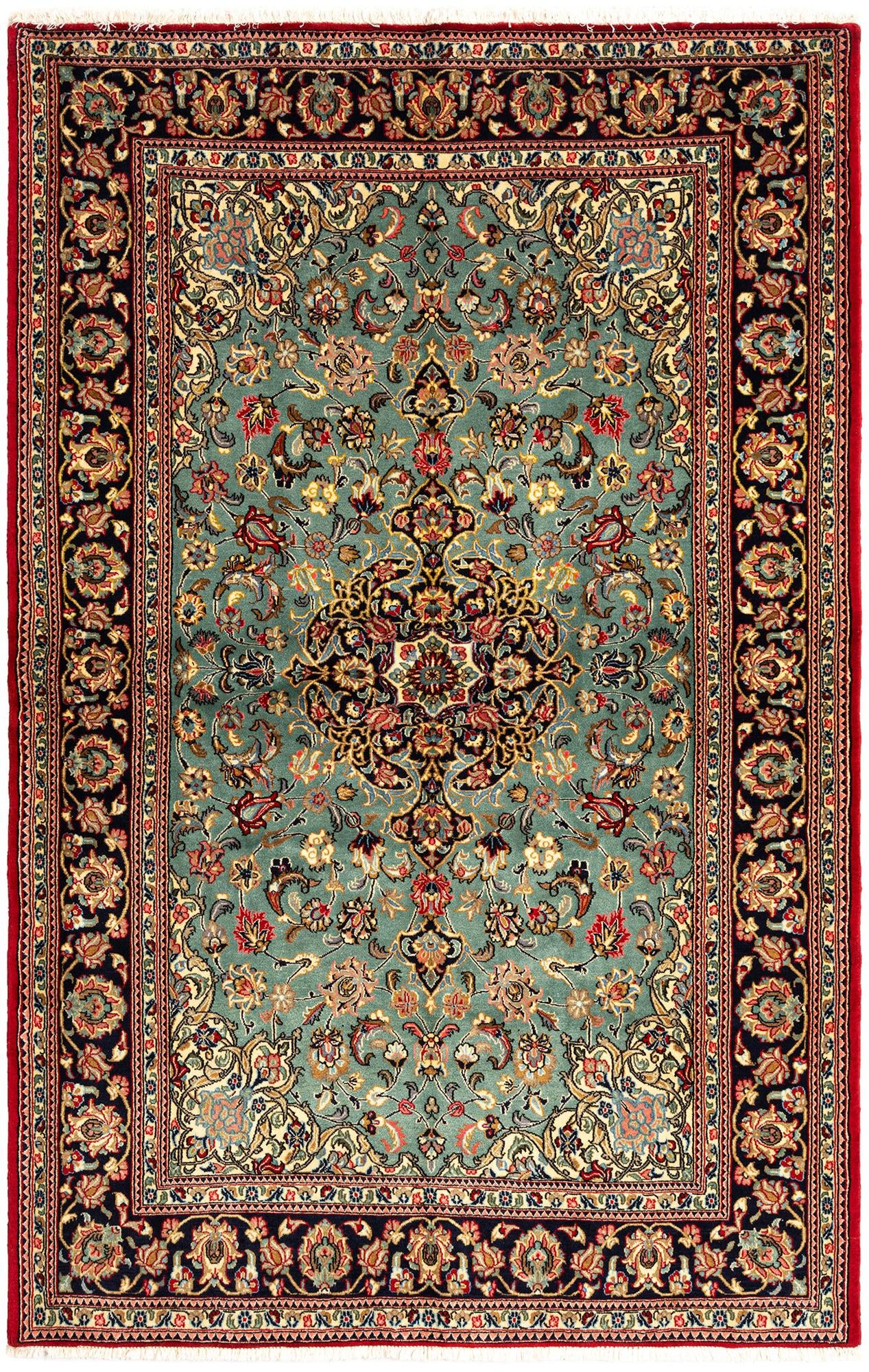 4' 8 x 7' 3 Hand Knotted Qom Persian Rug