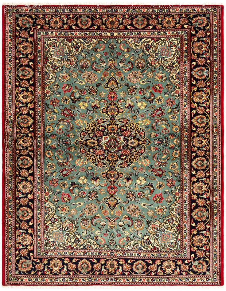 Detail image of 4' 8 x 7' 3 Hand Knotted Qom Persian Rug