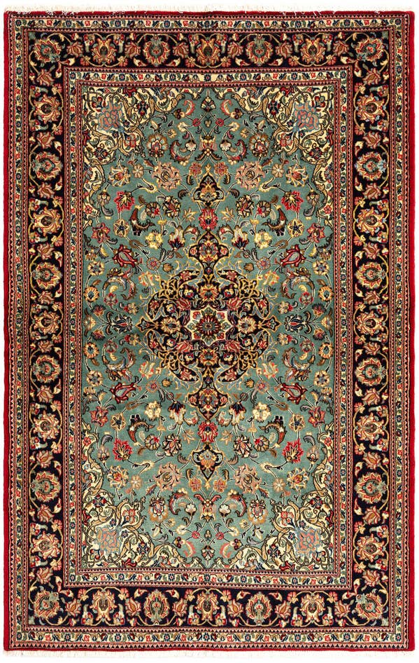 Detail image of 4' 8 x 7' 3 Hand Knotted Qom Persian Rug