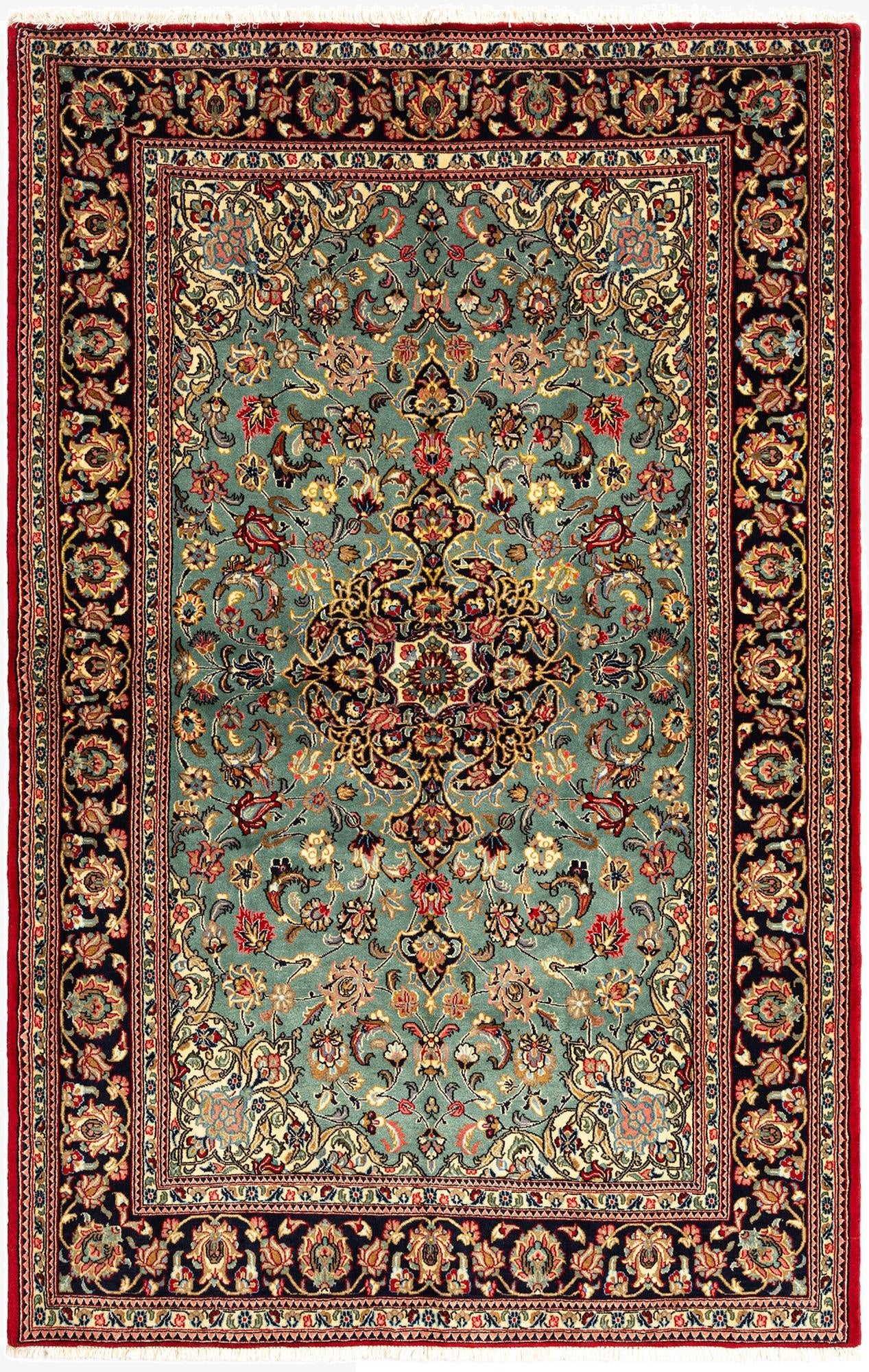 4' 8 x 7' 3  Hand Knotted Qom Persian Rug