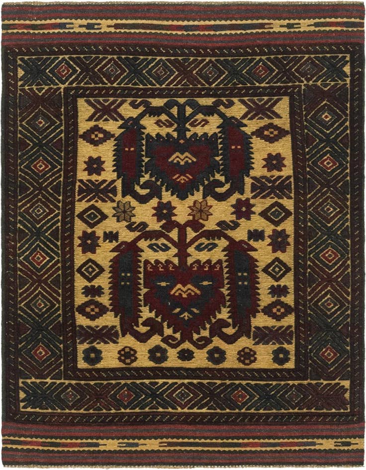 Detail image of 2' 10 x 4' 5 Hand Knotted Sumak Wool Rug