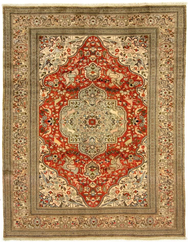 Detail image of 6' x 9' 2 Hand Knotted Tabriz Persian Wool Rug
