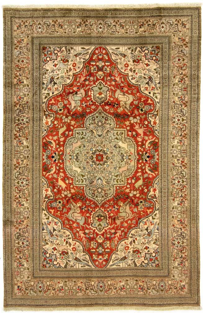 6' x 9' 2 Hand Knotted Tabriz Persian Wool Rug