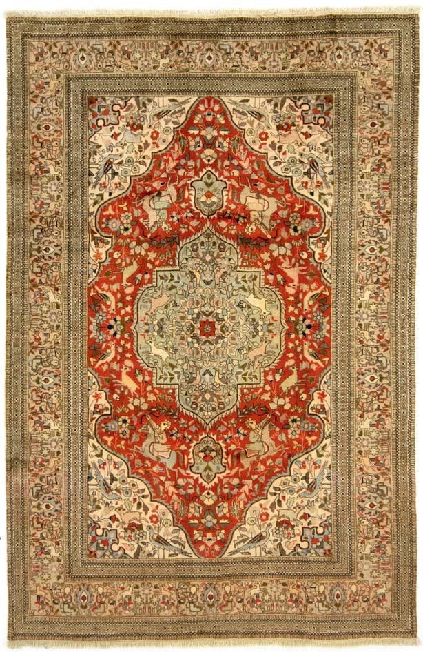 Detail image of 6' x 9' 2 Hand Knotted Tabriz Persian Wool Rug