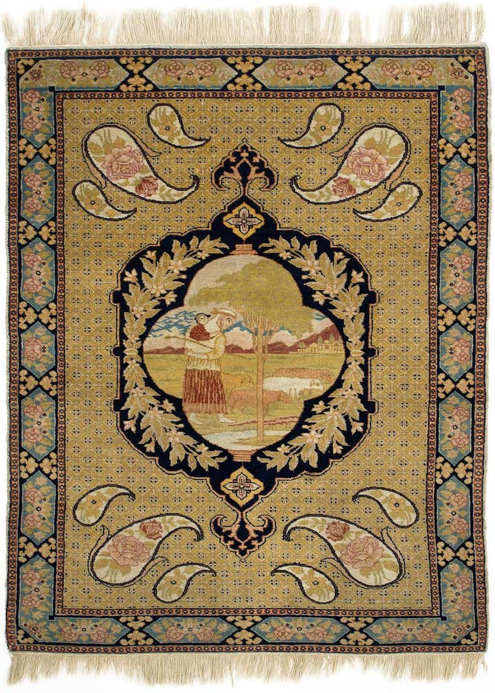 2' 9 x 4' 6 Hand Knotted Tabriz Persian Wool Rug