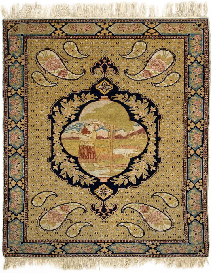 Detail image of 2' 9 x 4' 6 Hand Knotted Tabriz Persian Wool Rug