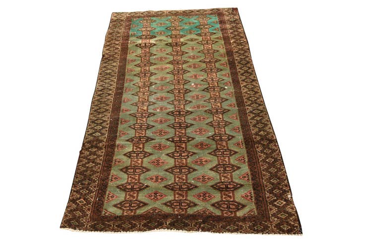 Detail image of 2' 10 x 5' 5 Hand Knotted Torkaman Persian Wool Rug