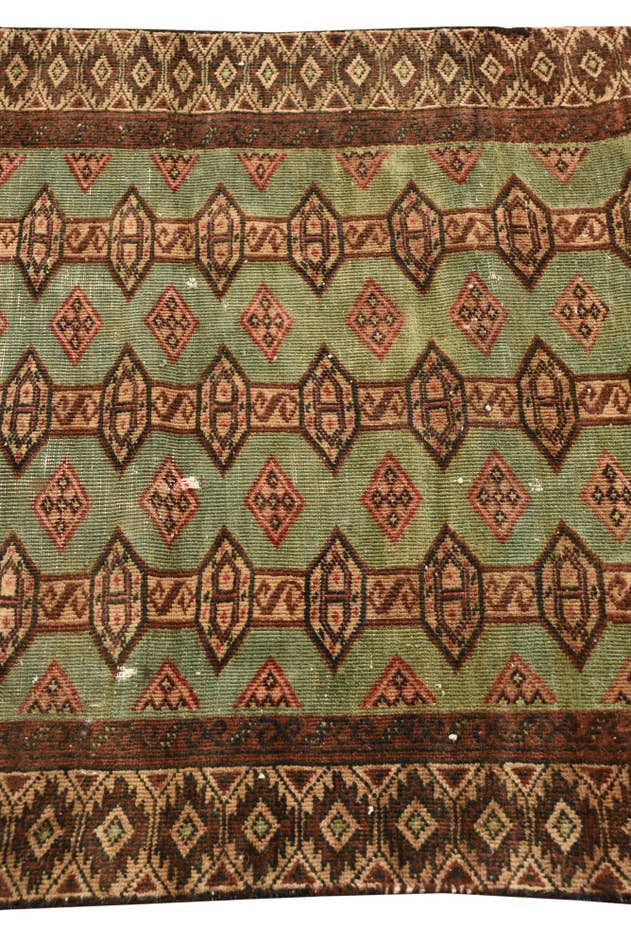 Detail image of 2' 10 x 5' 5 Hand Knotted Torkaman Persian Wool Rug