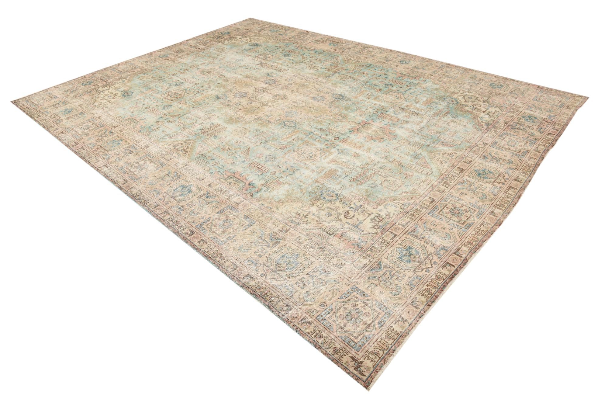 295cm x 385cm Hand Knotted Ultra Vintage Persian Wool Rug