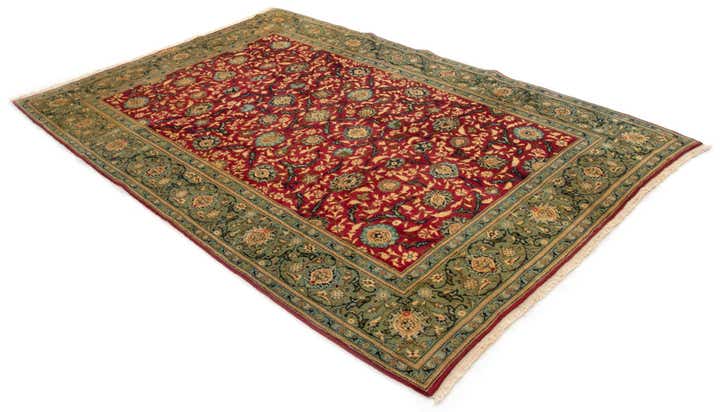 6' 2 x 9' 4 Hand Knotted Yazd Persian Wool Rug