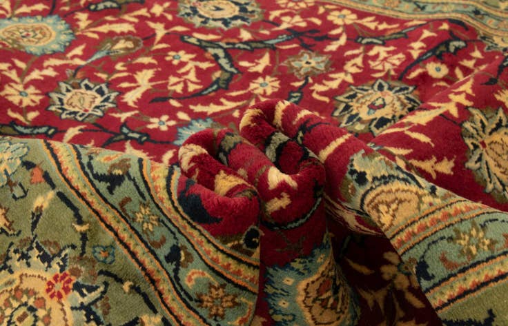 Detail image of 6' 2 x 9' 4 Hand Knotted Yazd Persian Wool Rug
