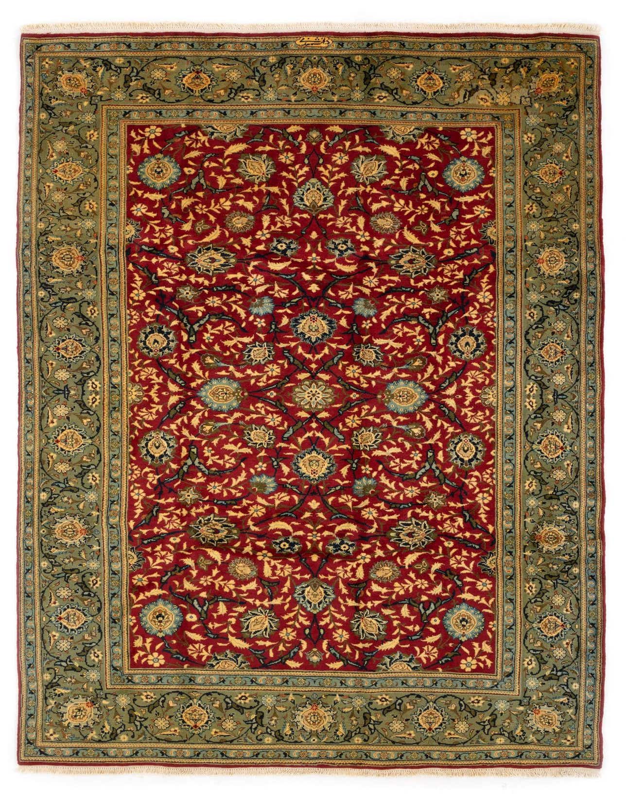 6' 2 x 9' 4 Hand Knotted Yazd Persian Wool Rug