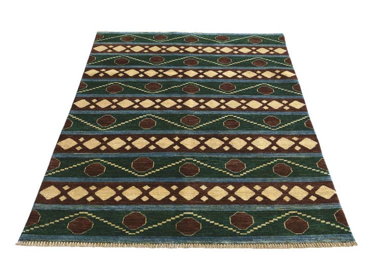 Detail image of 4' 1 x 6' 5 Hand Knotted Ziegler Modern Rug