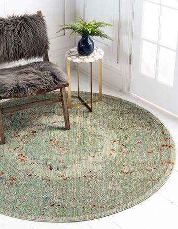 6' x 6' Aqua Round Rug