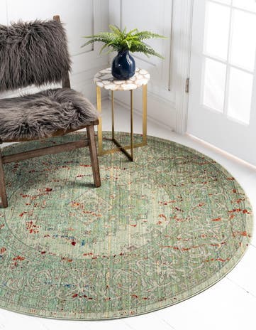 6' x 6' Aqua Round Rug